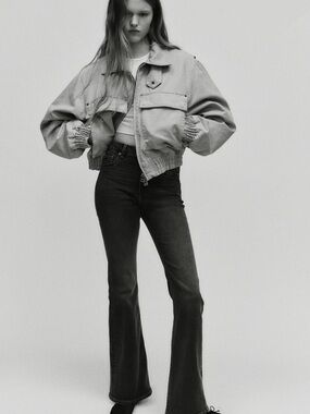Zara Black Flare High-Rise Jeans
